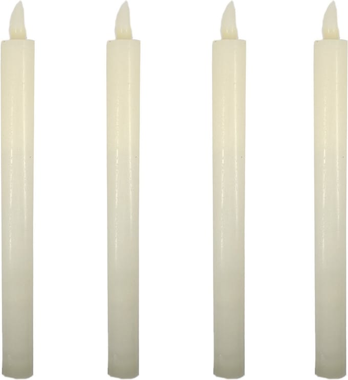Cepewa Led dinerkaarsen - 4x stuks - LED-verlichting met timer - wit - 25 cm - op batterijen