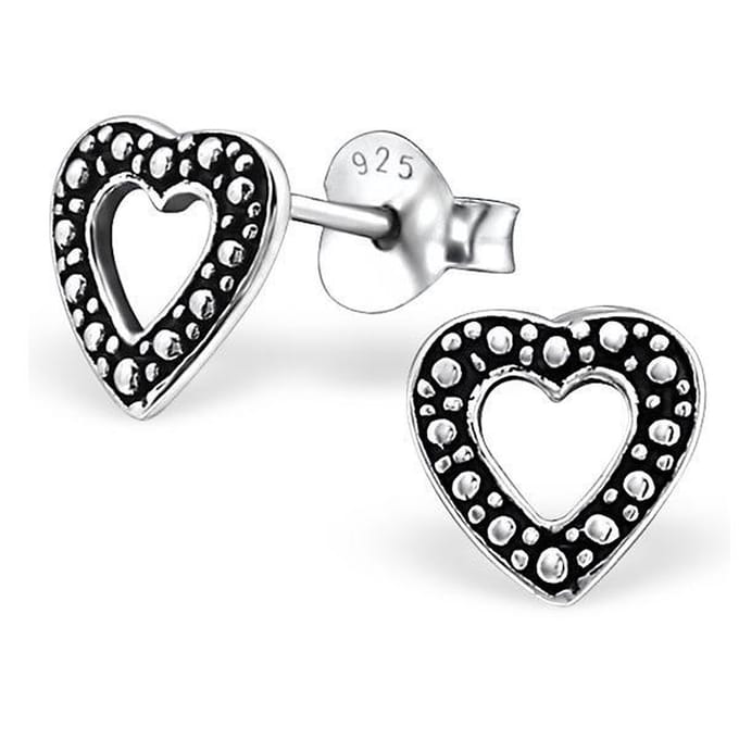 Montebello Oorbellen Adriana - 925 Zilver Geoxideerd - Hart - ∅8mm