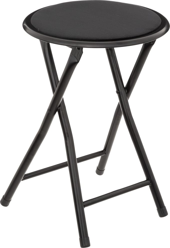 5Five Bijzet krukje/stoel - Opvouwbaar - zwart fluweel - 29 x 45 cm
