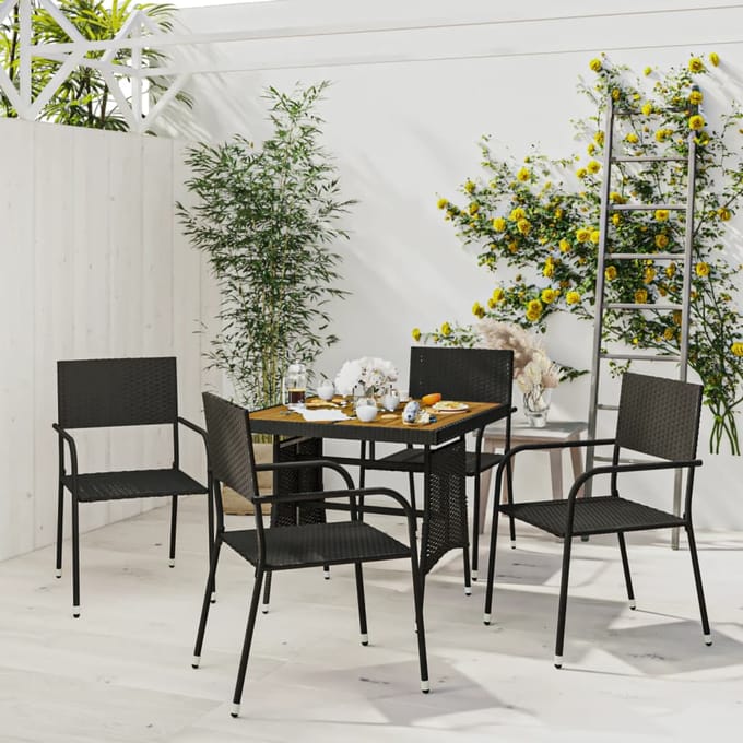 vidaXL - 5-delige - Tuinset - poly - rattan - zwart