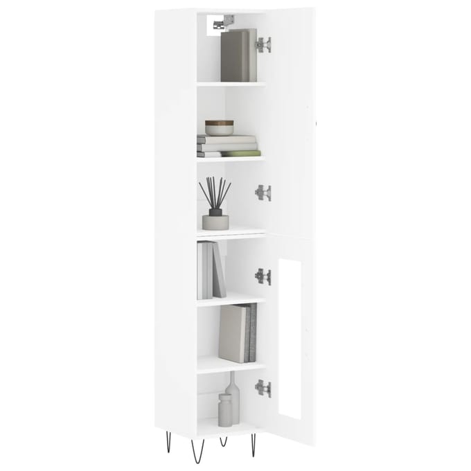 vidaXL - Hoge - kast - 34,5x34x180 - cm - bewerkt - hout - wit