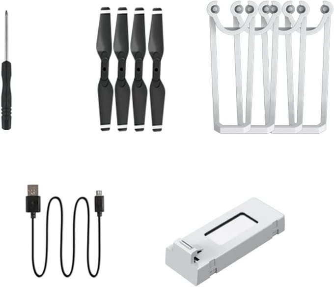 Droneset met H6 drone tas, 1 drone batterij, 4 beschermframes, 2 vervangende bladen en oplader