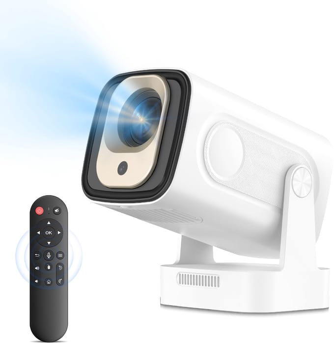 XGODY Gimbal 5 Pro Mini Beamer 2025 Editie - Smart Projector met 4K ondersteuning - Geschikt voor IOS en Android - WiFi 6 & Bluetooth 5.4 - Android 11.0 - Draagbaar - Thuisbioscoop - Wit