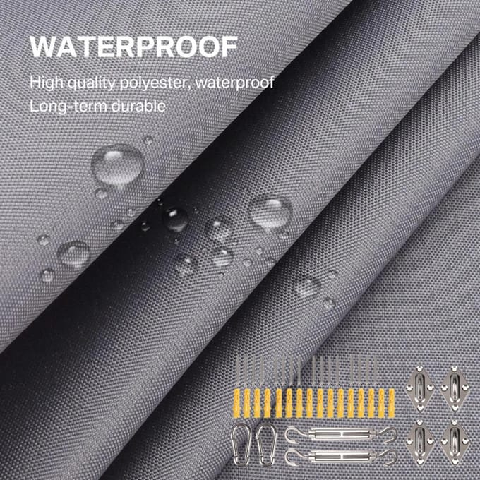 Zonnescherm Zeil Gebogen Commercieel Buiten Schaduwdoek Rechthoek Driehoek Heavy Duty Waterdicht voor Achtertuin Patio Tuin Dek Rectangle 3x5m