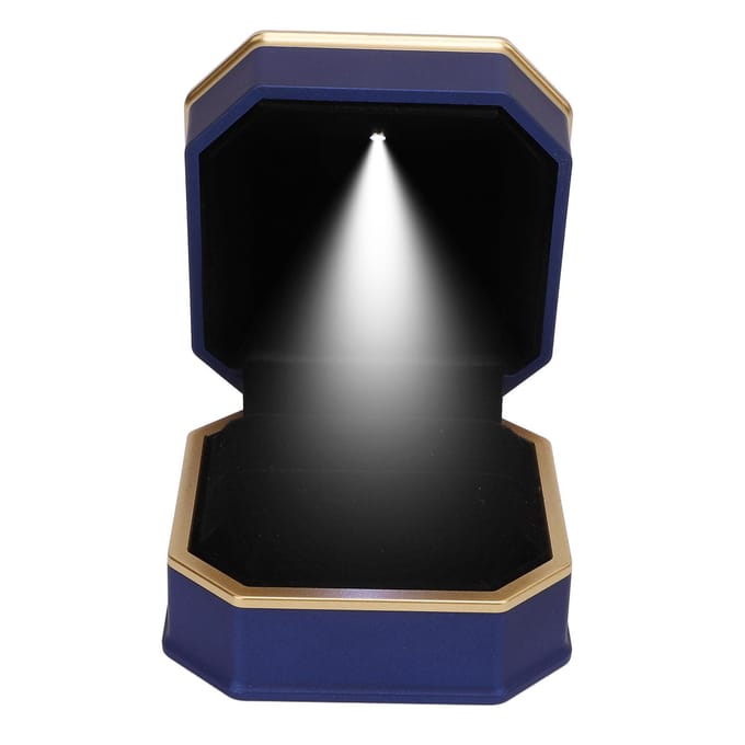 Ring Geschenkdoos met LED-licht Matte Afwerking Luxe Verlichte Sieraden Display Ringdoos voor Bruiloft black