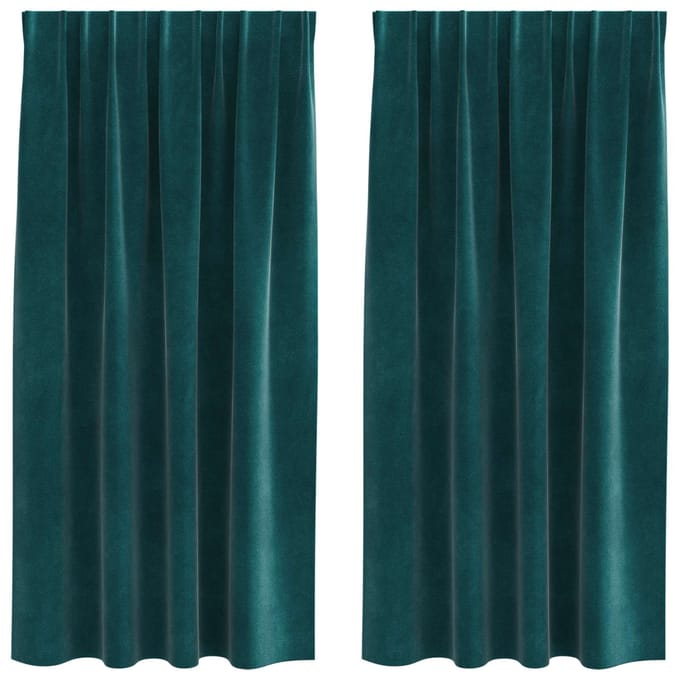 vidaXL - Gordijnen - 2 - st - Donkergroen - 140 - x - 175 - cm - fluweel