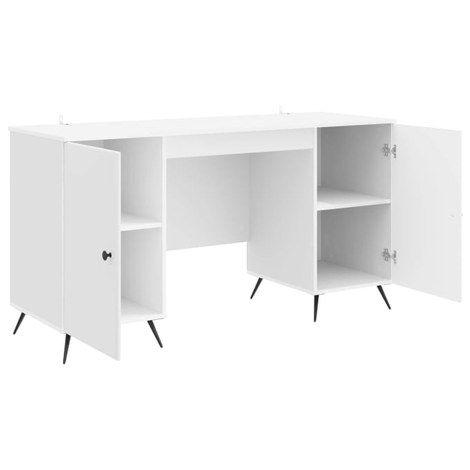 vidaXL - Bureau - Hoogglans - Wit - 142,5 - x - 50 - x - 75 - cm - Bewerkt - hout