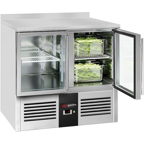 GGM Gastro Kühltisch PREMIUM - 900x700mm - 2 Glastüren - Aufkantung