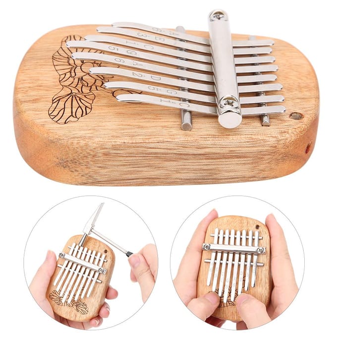 GECKO K‑8CA Kalimba Duimpiano Percussie-instrument Kamferhout 8‑Toetsen Mini Hangend brown