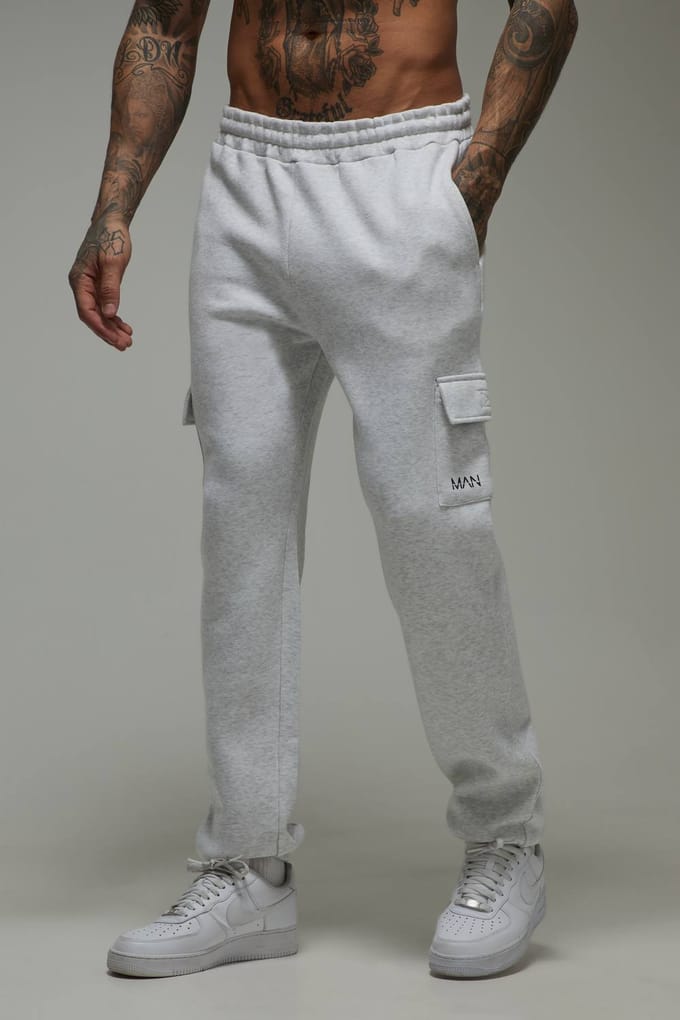 Tall Men's Active Regular Fit Cargo Jogger | Grey Marl | Size Medium