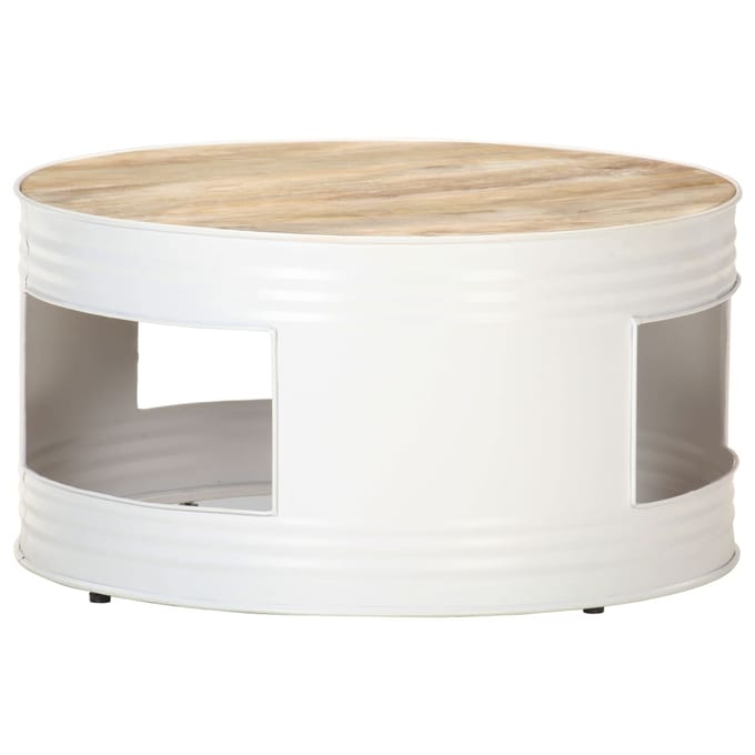 vidaXL - Salontafel - 68x68x36 - cm - massief - mangohout - wit