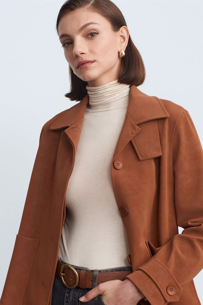 Dames Faux Suede Knopenjack