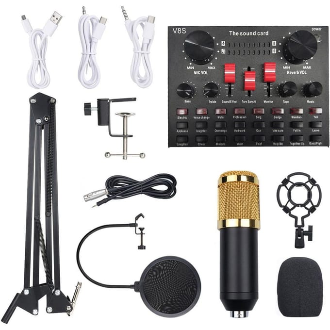 Multifunctionele Live Geluidskaart BM800 Microfoon Set Audio Opname Apparatuur (Goud) black