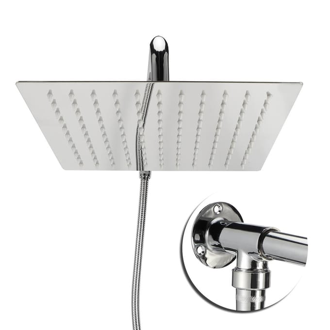 G1/2 Schroefdraad 25cm Wandmontage Douchekop Roestvrij Staal Badkamer Regenval Douche white