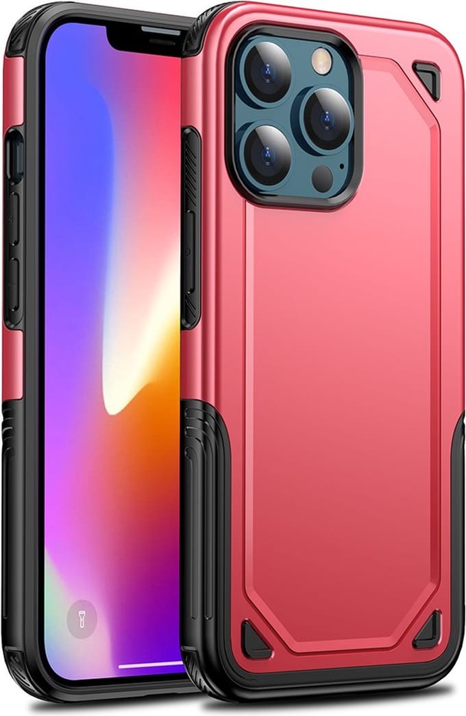 Peachy Pro Armor TPU met stevig hoesje geschikt voor iPhone 13 Pro Max - rood