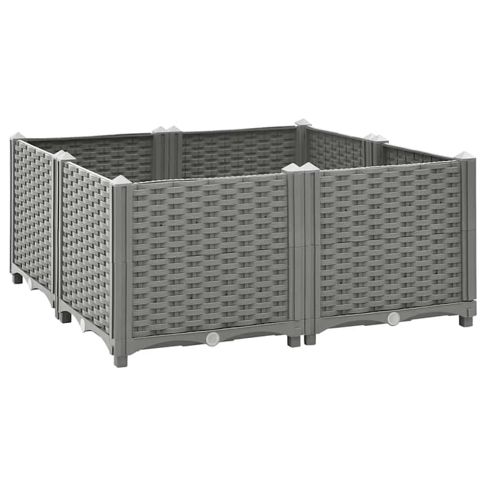 vidaXL - Plantenbak - verhoogd - 80x80x38 - cm - polypropyleen
