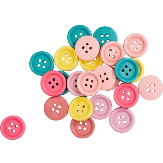 VBS Houten knopen "Pastel mix" - Ø 2 cm