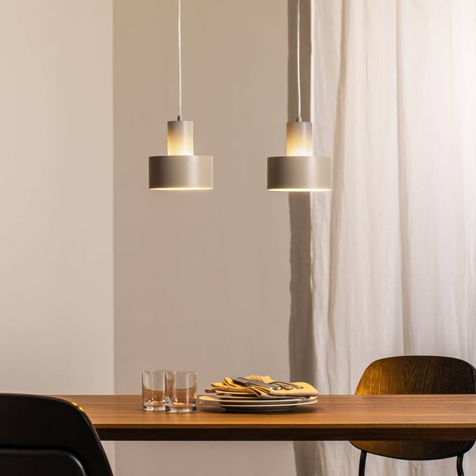 SIGMA Hanglamp Rif 2, taupe 2-lamps, lineair, staal