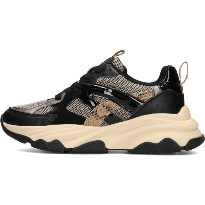 POSH by Poelman GIGI Dames Sneakers - Zwart Met Beige