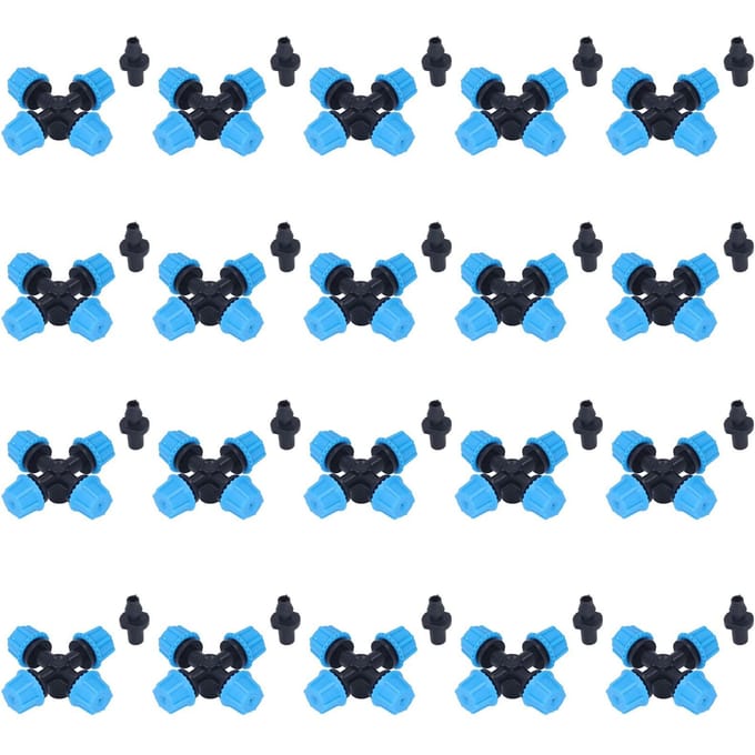 20 Pièces Buse de Pulvérisation Croisée Irrigation Atomisation Croisée Micro Buse pour Pelouse Jardin Terrasse blue