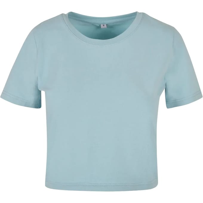Build Your Brand - Cropped Dames T-Shirt - Ocean Blue maat S