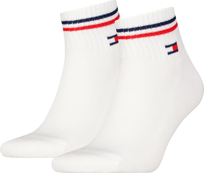 Tommy Hilfiger unisex kwartsokken in retro-design, enkelhoog, set van 2