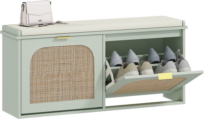 HOMCOM Schoenenbank - Samengesteld hout - 104x26x47,5cm - Groen