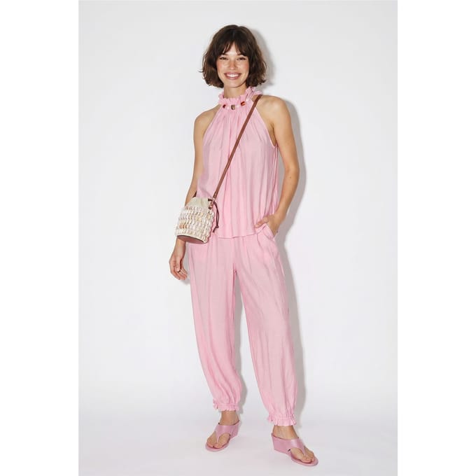 Halterblouse en Hoge Taille Broek Set