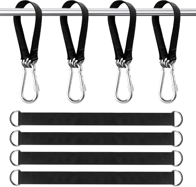 Hangmat Banden - Schommel Set - Buiten Ontspannen - Versterkte Nylon Constructie - 4 stuks - Zwart