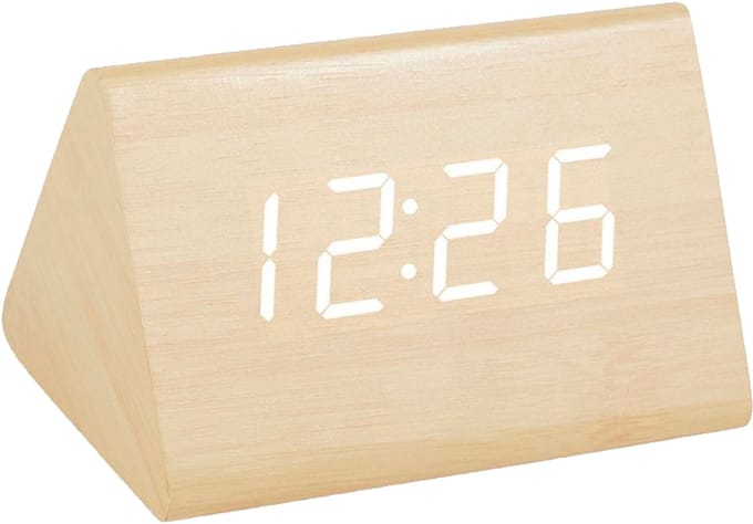 Ostaria Wekker/alarmklok - digitaal - driehoek - MDF - beige - D7 x 8 cm