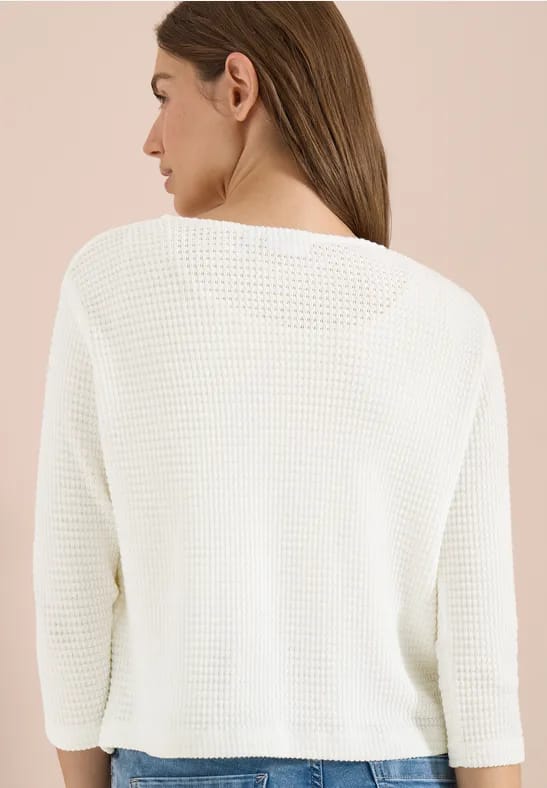 Open jas met 3/4 mouwen in ajour-look