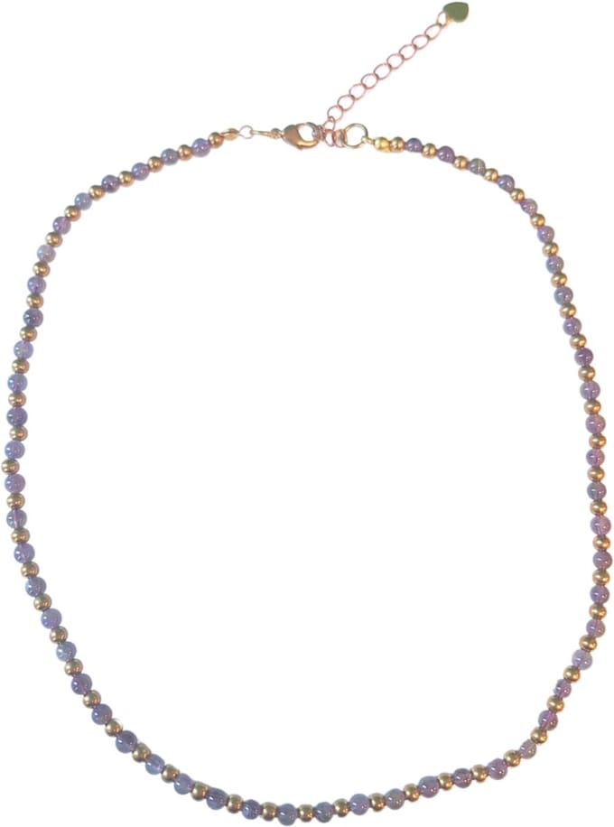 Ibiza love ketting Amethist goudkleur
