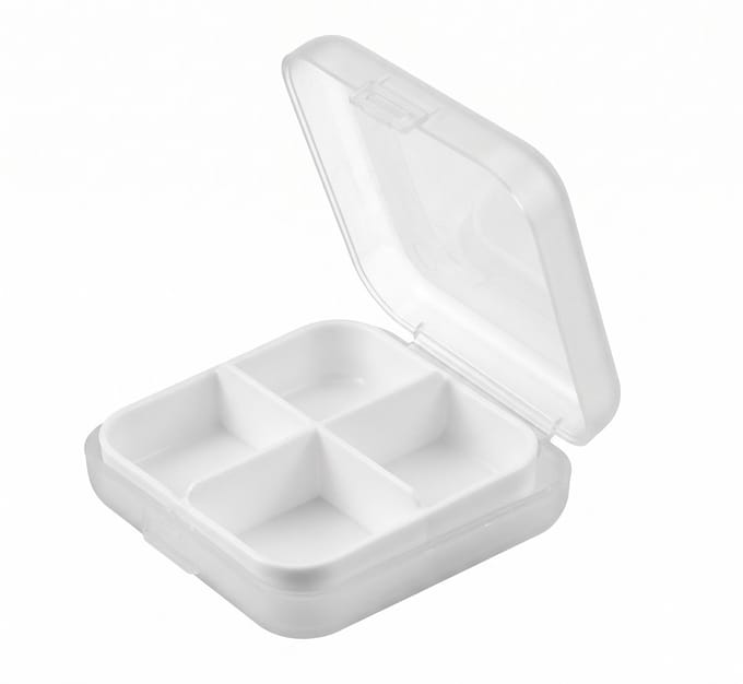 Mini Pillendoosje 4 Vakjes - Mini-Pillen Organizer - Mini-Medicijn Doosje - 4 vakjes - Wit - IXEN