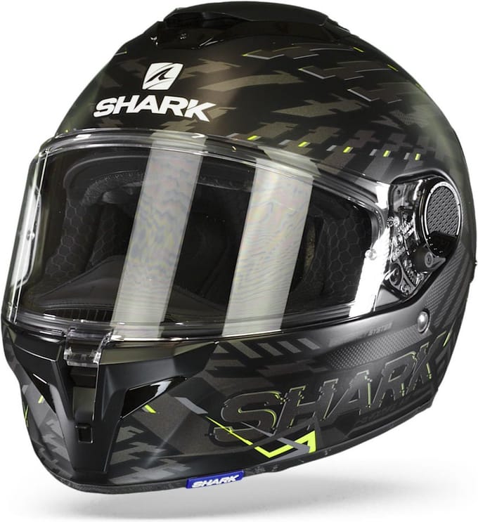 Shark Spartan GT Bcl. Micr. E-Brake Mat Mat Zwart Geel Antraciet KYA Integraalhelm - Maat 2XL - Helm