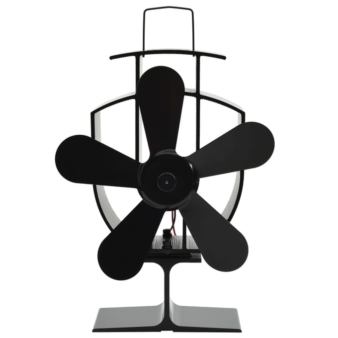 vidaXL Kachelventilator met 5 vinnen zwart