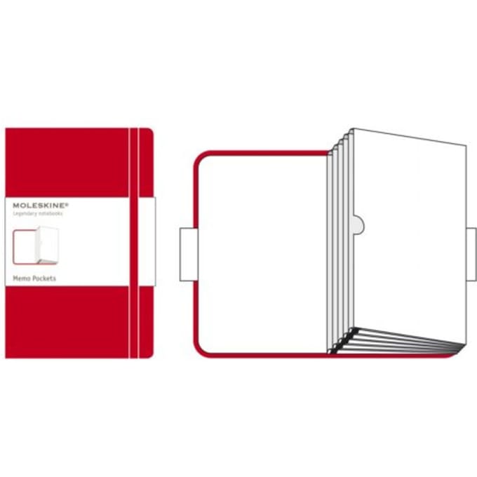 Moleskine memoboek classic pocket rood blanco
