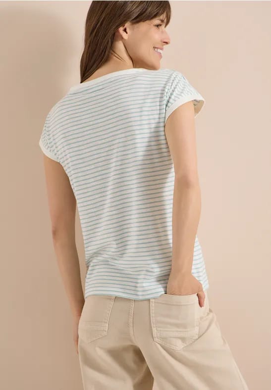 Shirt met boothals en strepen