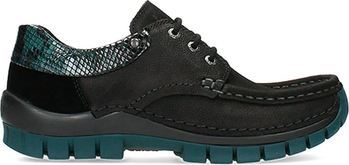 Wolky Veterschoenen Fly zwart/petrol nubuck