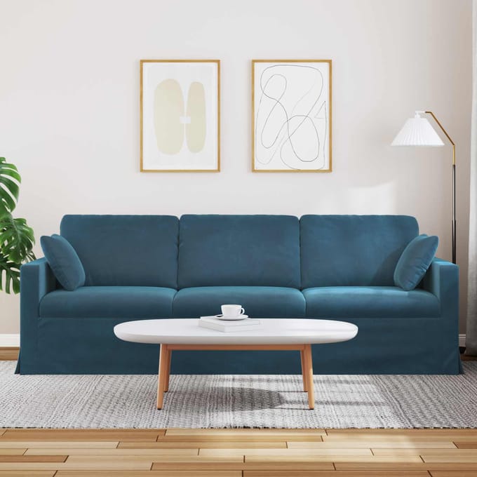 vidaXL - Bank - Blauw - 228 - x - 78 - x - 80 - cm - Fluweel