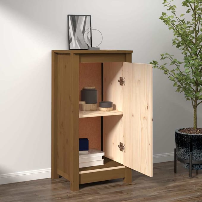 vidaXL - Dressoir - 39x35x80 - cm - massief - grenenhout - honingbruin