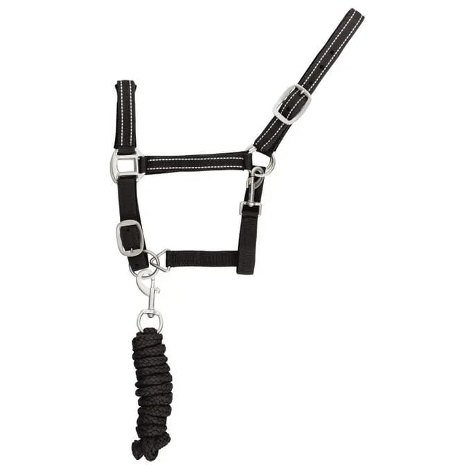 Reflecterende nylon halster en longe voor paarden Supreme