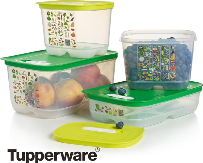 Tupperware Fridgesmart - 4-delig - 4,4L Inhoud - Vershoudbakjes - Groen