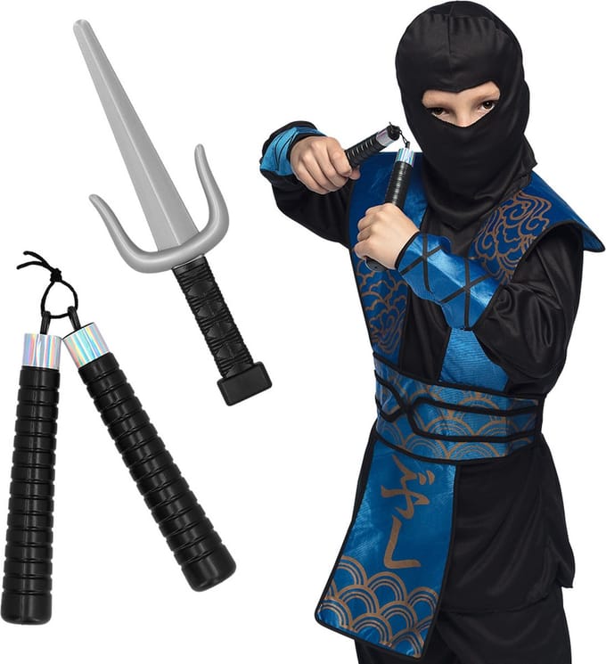 Boland - Set 2 speelgoedwapens Ninja - Sai + nunchucks - Ninja's - Carnaval - Themafeest