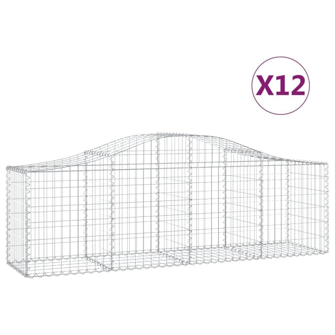 vidaXL - Schanskorven - 12 - st - gewelfd - 200x50x60/80 - cm - gegalvaniseerd - ijzer