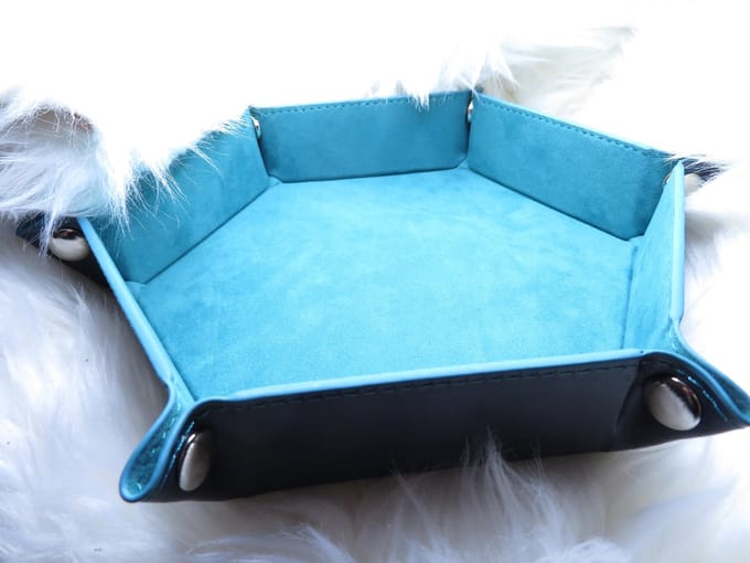 Dobbelstenen Bakje - Dobbelsteenbak Rollenspel - Rollenspellen Spelen - Fluweel en Leer - Niet gespecificeerd - Turquoise