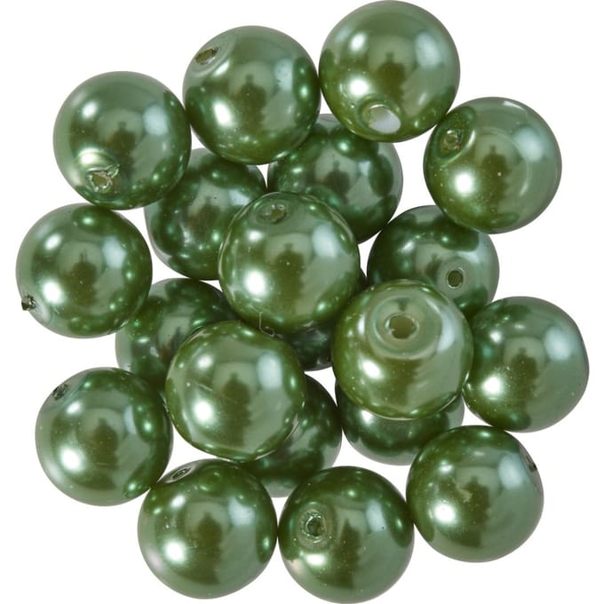 Glazen waskralen, Ø 10 mm, 20 stuks - Donkergroen