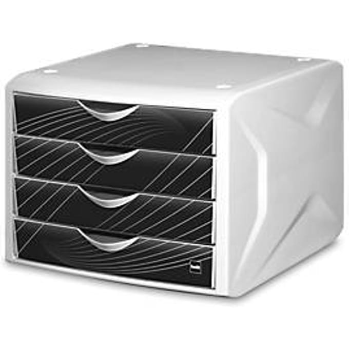 Helit Schubladenbox Chameleon H6129595 4Schübe A4/C4 black king