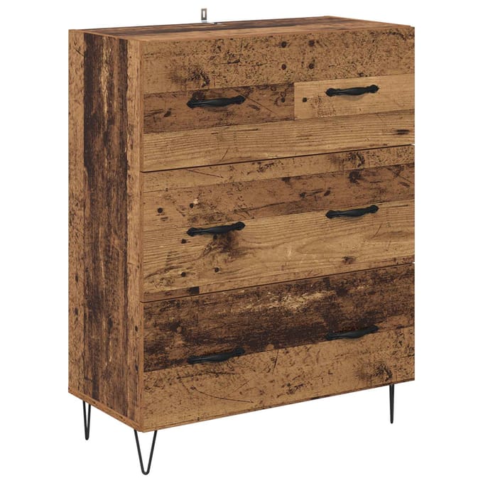vidaXL - Dressoir - Oud - Hout - 69,5 - x - 34 - x - 90 - cm - Geengineerd - Hout - en - IJzer
