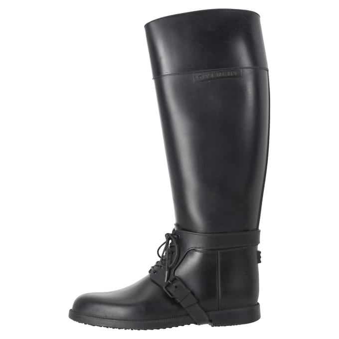 Givenchy kniehoge regenlaarzen met vetersluiting in zwart rubber