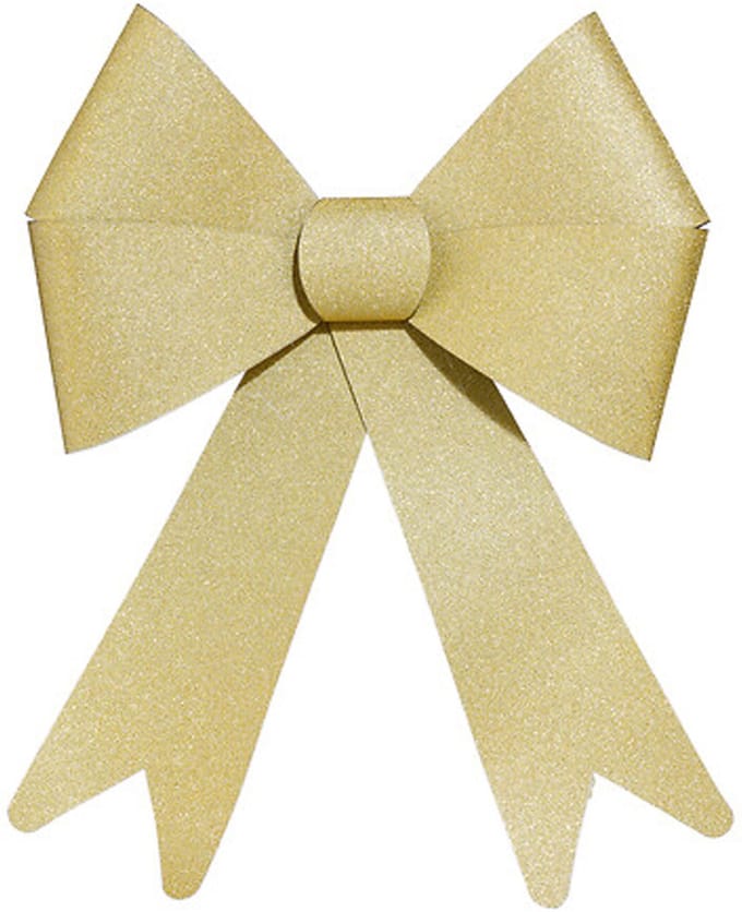 Feeric Christmas Kerst strik - goud - glitter - 30 cm - pvc - decoratiestrik - kerststrik - kerstversiering